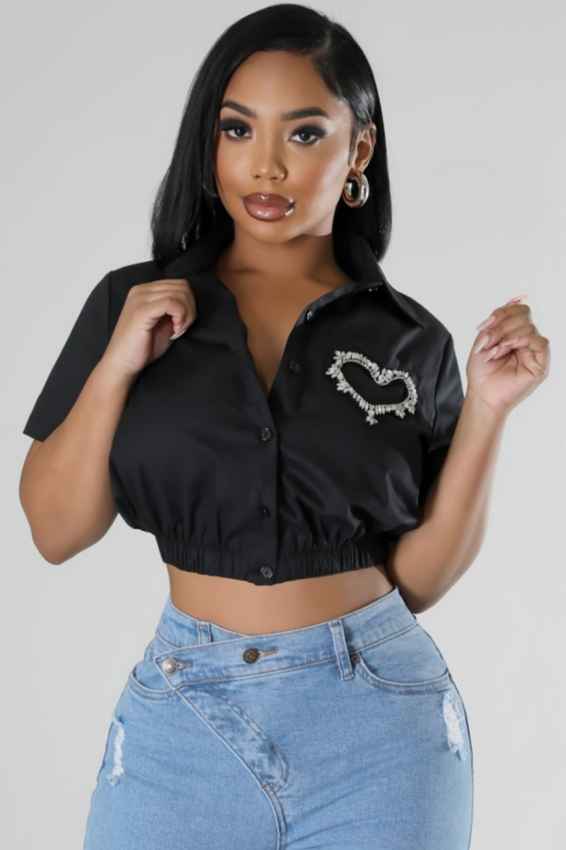 Love on top cropped top (BLACK)
