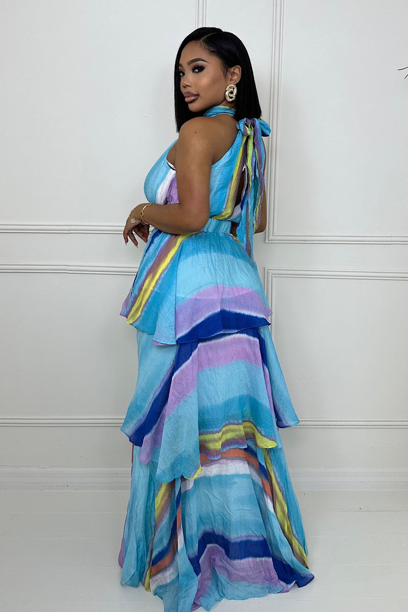 Lala stripe tiered dress