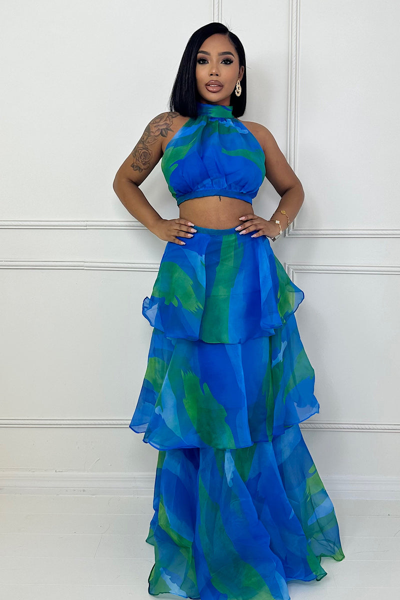 Michella tulle skirt set (blue multi)